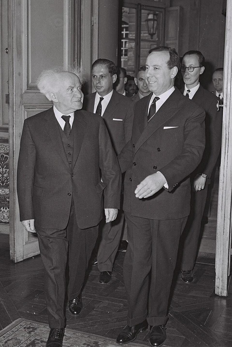 Michel Debré with David Ben Gurion at Hotel Matignon, on the first official visit of Israeli Prime Minister to Paris, 14th June, 1960