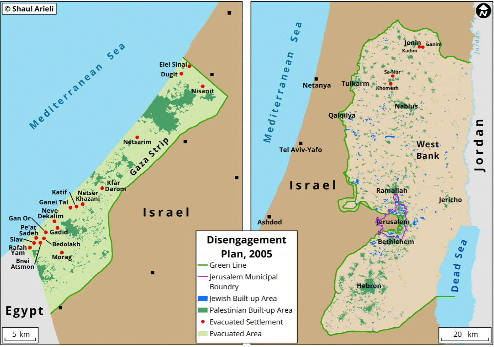 Map showing Israel's 2005 Gaza disengagement plan