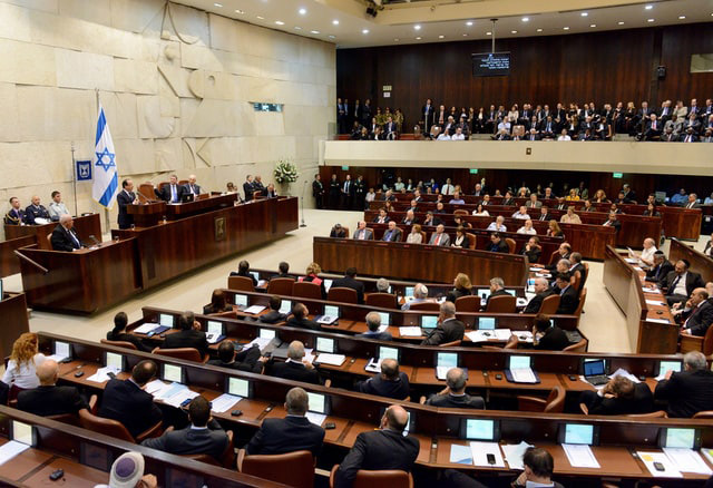 The Israeli Knesset chamber during a session