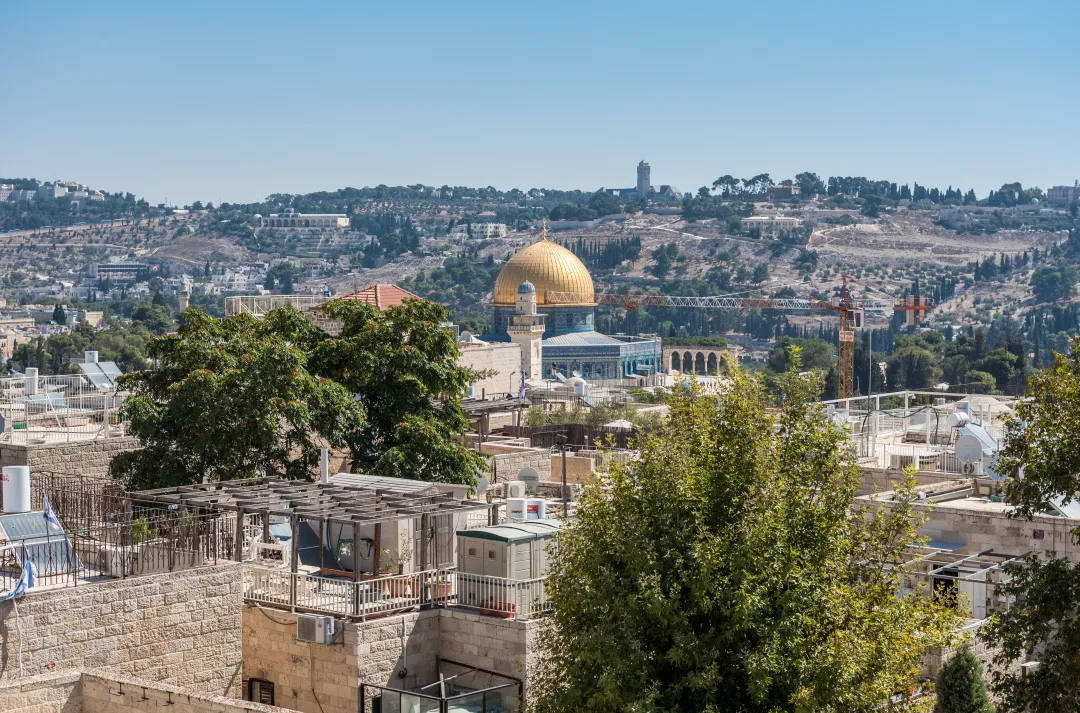 Jerusalem cityscape showing the Old City and modern neighbourhoods